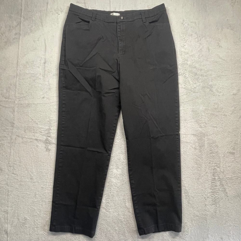 Lee Straight Leg Pants Women At The Waist Black Cotton Stretch Size 16 Medium
